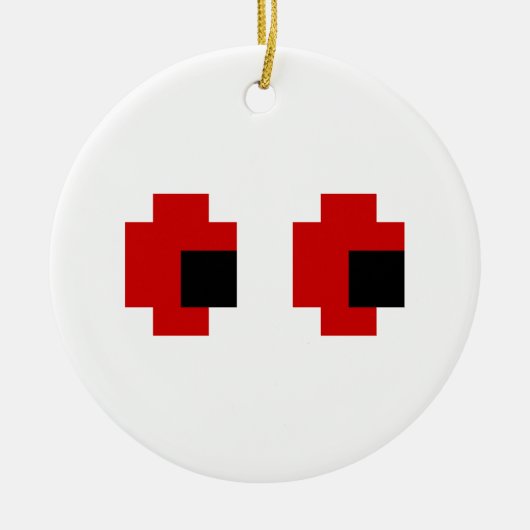 8 Bit Spooky Red Eyes Keramikornament (Vorne)