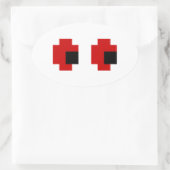 8 Bit Spooky Red Eyes Ovaler Aufkleber (Tasche)