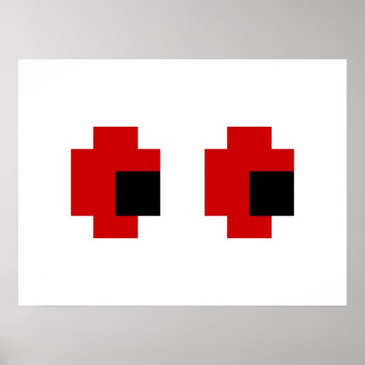 8 Bit Spooky Red Eyes Poster (Vorne)