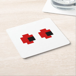 8 Bit Spooky Red Eyes Rechteckiger Pappuntersetzer