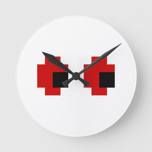 8 Bit Spooky Red Eyes Runde Wanduhr (Vorderseite)