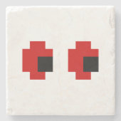 8 Bit Spooky Red Eyes Steinuntersetzer (Vorderseite)