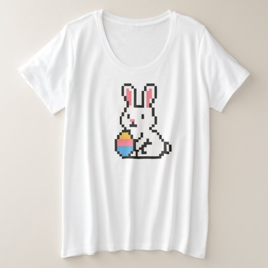 8 Bit süßer Oster-Hase Große Größe T-Shirt (Design vorne)