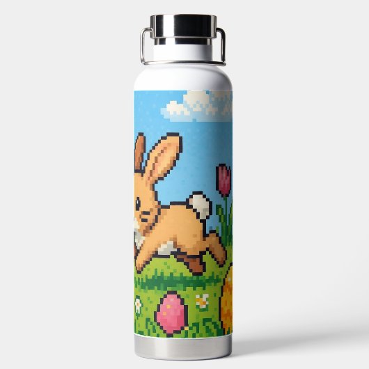 8 Bit süßer Osterhase/Häschen Trinkflasche (Rückseite)