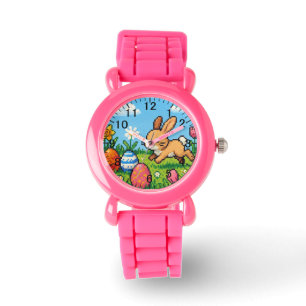 8-Bit-süßer Osterhase/Hase Armbanduhr