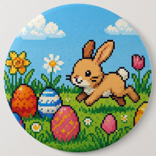 8-Bit süßer Osterhase/Hase Button