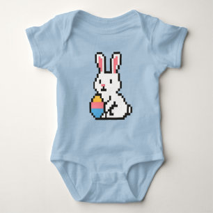 8 Bit süßer Osterhase / Kaninchen Baby Bodyanzug Strampler