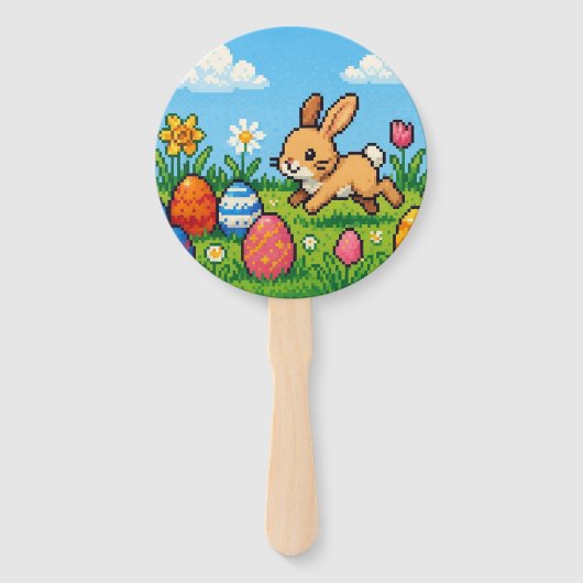 8-Bit süßer Osterhase/Kaninchen Fächer (Vorderseite)