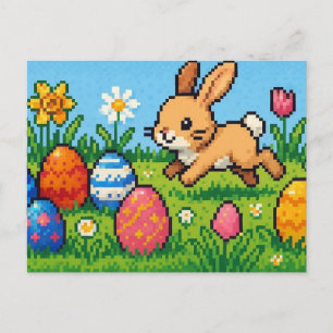 8-Bit süßer Osterhase/Kaninchen Feiertagspostkarte