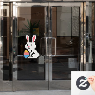 8-Bit süßer Osterhase/Kaninchen Fensteraufkleber