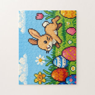8 Bit süßer Osterhase / Kaninchen Puzzle