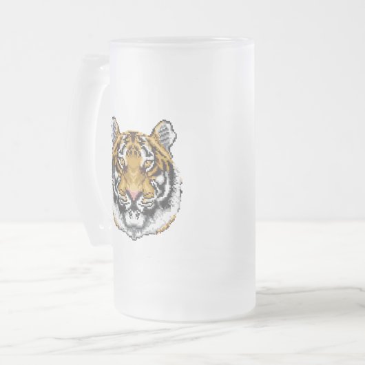 8 Bit Tiger Mattglas Bierglas (Vorderseite Links)