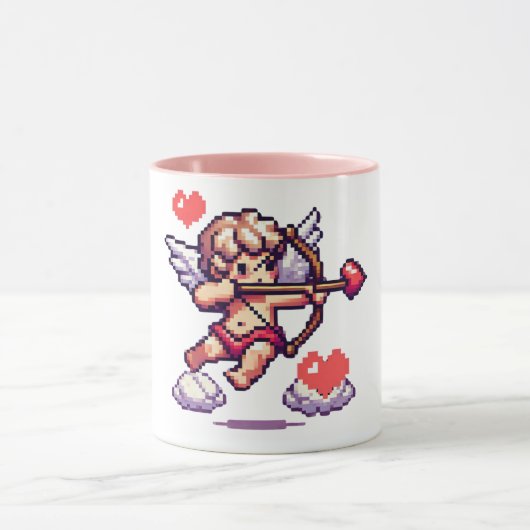 8 Bit Valentinstag Klassiker/Vintager Cupid Tasse (Zentrum)