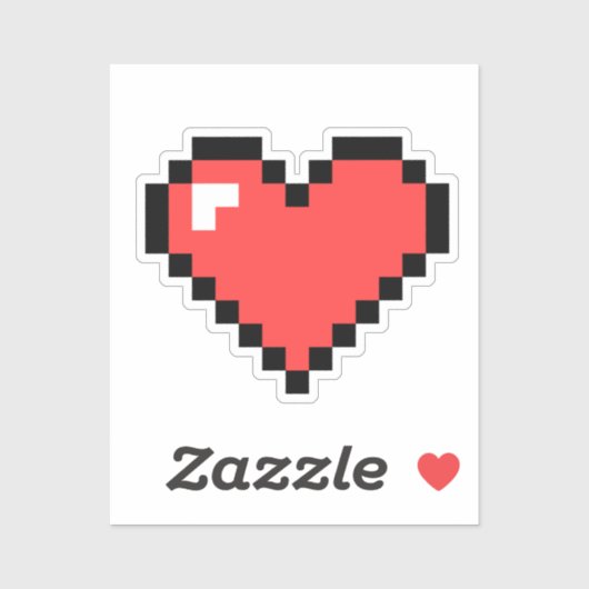 8 Bit Video Game Herz Vinyl Sticker (Blatt)