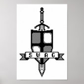8-Bit-Wappen von Armbanduhr-Schwert-Pixel-Art-Post Poster (Vorne)