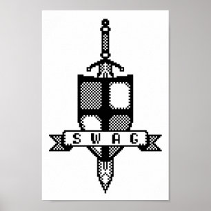8-Bit-Wappen von Armbanduhr-Schwert-Pixel-Art-Post Poster