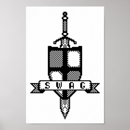 8-Bit-Wappen von Armbanduhr-Schwert-Pixel-Art-Post Poster (Vorne)