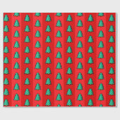 8 Bit Weihnachtsbaum Red Green Pixel Art Fun Geeky Geschenkpapier (Flach)