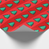 8 Bit Weihnachtsbaum Red Green Pixel Art Fun Geeky Geschenkpapier (Ecke)