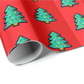8 Bit Weihnachtsbaum Red Green Pixel Art Fun Geeky Geschenkpapier (Rolleneckpunkt)