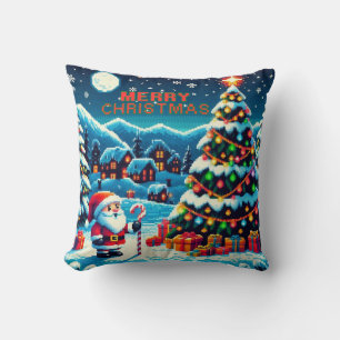 8-Bit-Weihnachtsbaum & Santa Kissen