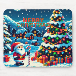 8-Bit-Weihnachtsbaum & Weihnachtsmann Mousepad
