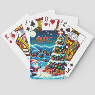 8-Bit-Weihnachtsbaum & Weihnachtsmann Spielkarten