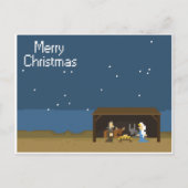 8-Bit Weihnachtskrippe Feiertagspostkarte (Vorderseite)