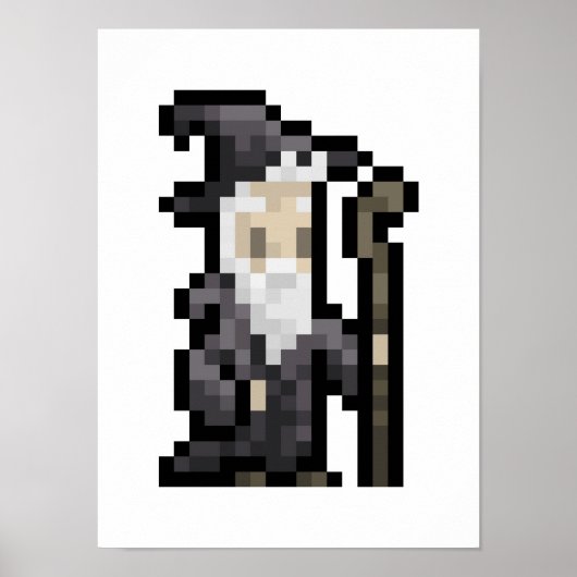 8-Bit Wizard Pixel Art Poster (Vorne)