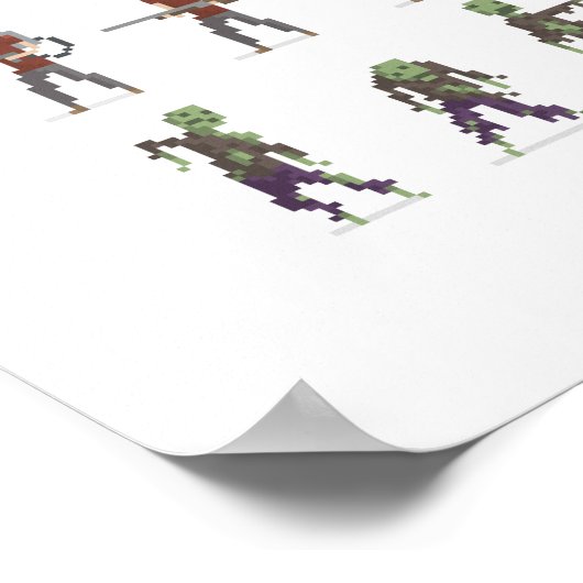 8-Bit Zombie Apokalypse Pixel Art Poster (Ecke)