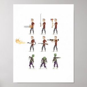 8-Bit Zombie Apokalypse Pixel Art Poster