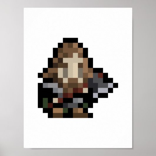 8-Bit-Zwerg 16x16 Pixel-Art-Poster Poster (Vorne)