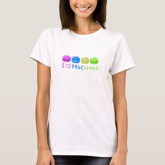 8-Biti-Herz Macarons Pixel T-Shirt (Vorderseite)