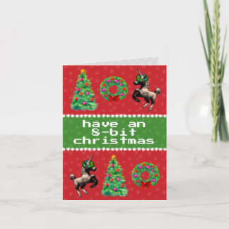 "8-Bitweihnachts" Feiertags-Anmerkungs-Karte (rot) Feiertagskarte