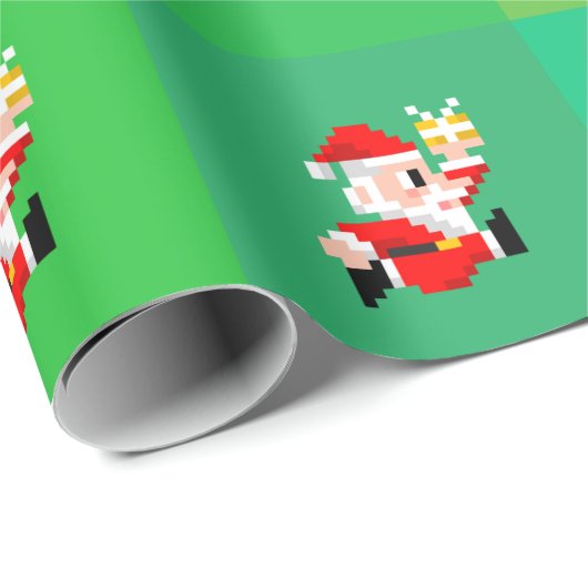 8-Bitweihnachtsmann-WeihnachtsPackpapier Geschenkpapier (Rolleneckpunkt)