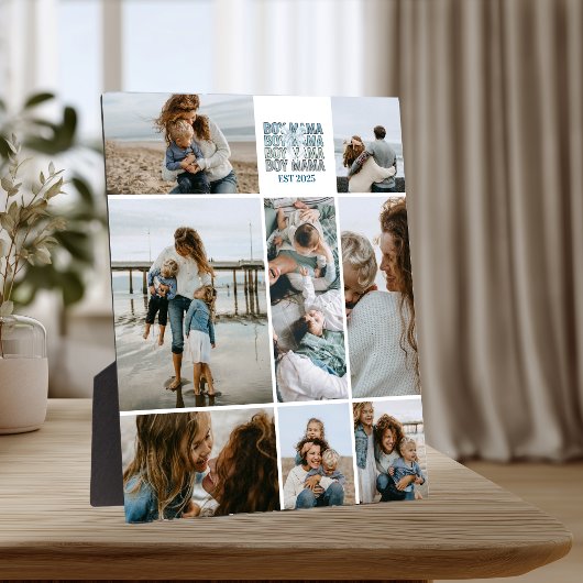 8 Boy Mama Custom Photo Collage Fotoplatte