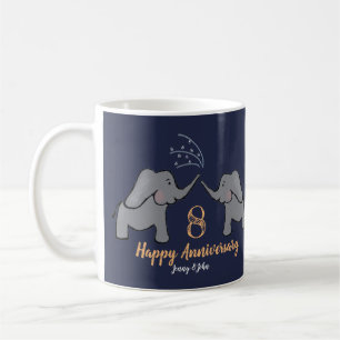 8. Bronze Hochzeit Jahrestag Elefantenmarine Kaffeetasse
