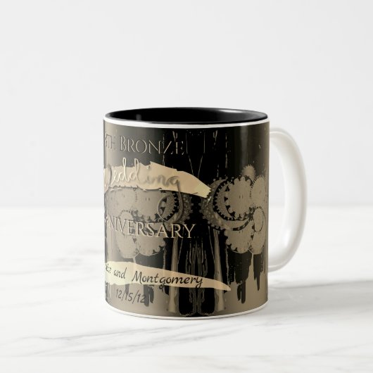 8. Bronze-Hochzeit-Jubiläum Steampunk Zweifarbige Tasse (VorderseiteRechts)