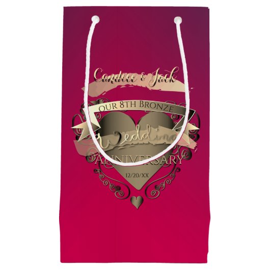 8. Bronze & Tourmaline Hochzeit Jubiläum Klein Kleine Geschenktüte (Vorderseite)