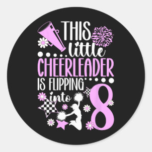 8. Cheer Geburtstagsfeier Acht Jahre alte Cheerlea Runder Aufkleber