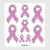 8 Chrome Style Print Pink Ribbon Bewusstsein Aufkleber (Blatt)