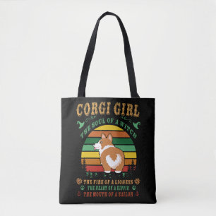 8 Corgi Girl Witch Lioness Hippie Sailor Tasche