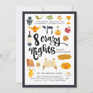 8 Crazy Nights Hanukkah-Party Einladung