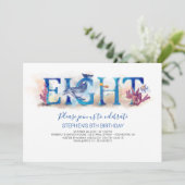 8 Einladung zum Geburtstag unter der Meereswelt (Stehend Vorderseite)