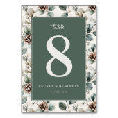 "8" Elegant Grün Floral Tischnummer (Rückseite)
