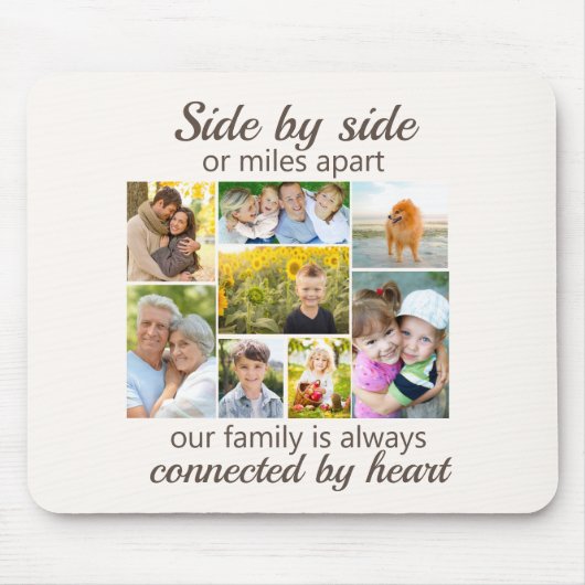 8 Familienfoto Collage verbunden mit Herz Mousepad (Vorne)