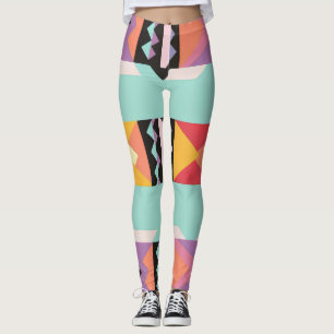 8 farbige Streifen und Dreiecke Leggings