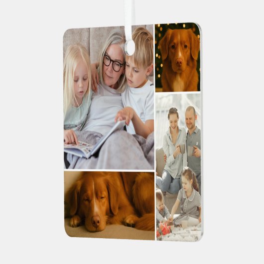 8 Foto Benutzerdefinierte Collage Personalisiert Ornament Aus Metall (Vorderseite links)