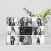 8 Foto Collage Abschluss Einladung Black (Stehend Vorderseite)