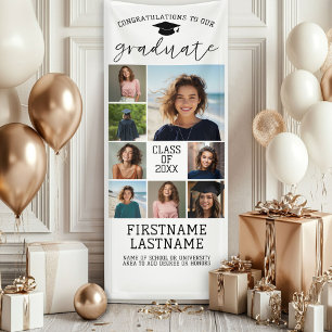 8 Foto Collage Abschluss Moderner Minimaler Weißer Banner